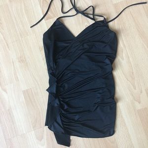 Black Slinky Wrap Halter Top